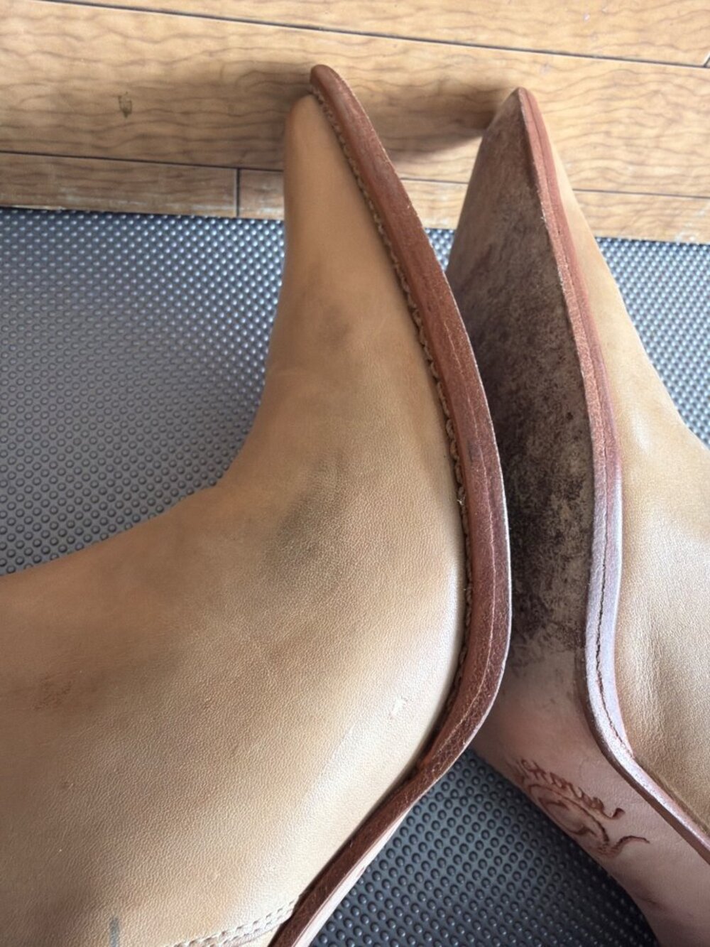 Charlie 1 Horse Lucchese Women's Tan Leather Side Tassel Mid-Calf Boots 8 w/Box - Picture 14 of 16